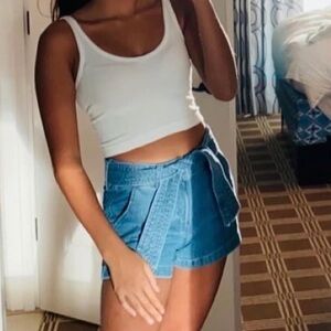 Vintage 90s J.Crew High-Waisted Denim Shorts w/ Removable Belt, Size 00